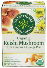 TRADITIONAL MEDICINALS TEAS Organic Reishi Mushroom w/ Rooibos & Orange Peel Tea 16 BAG