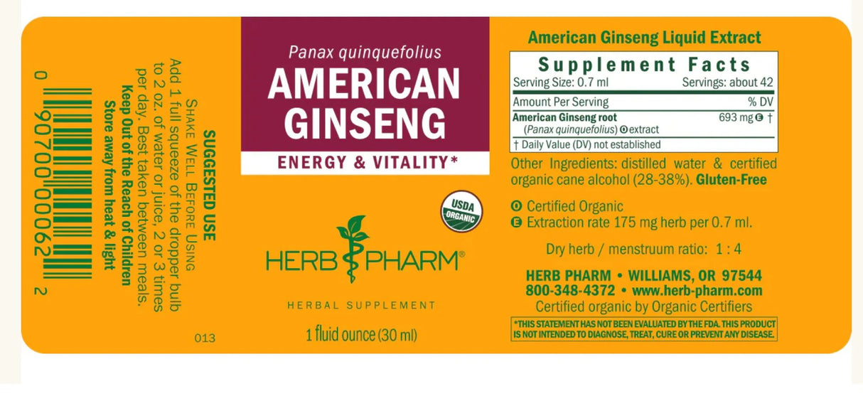 Herb Pharm AMERICAN GINSENG NEW 1 oz