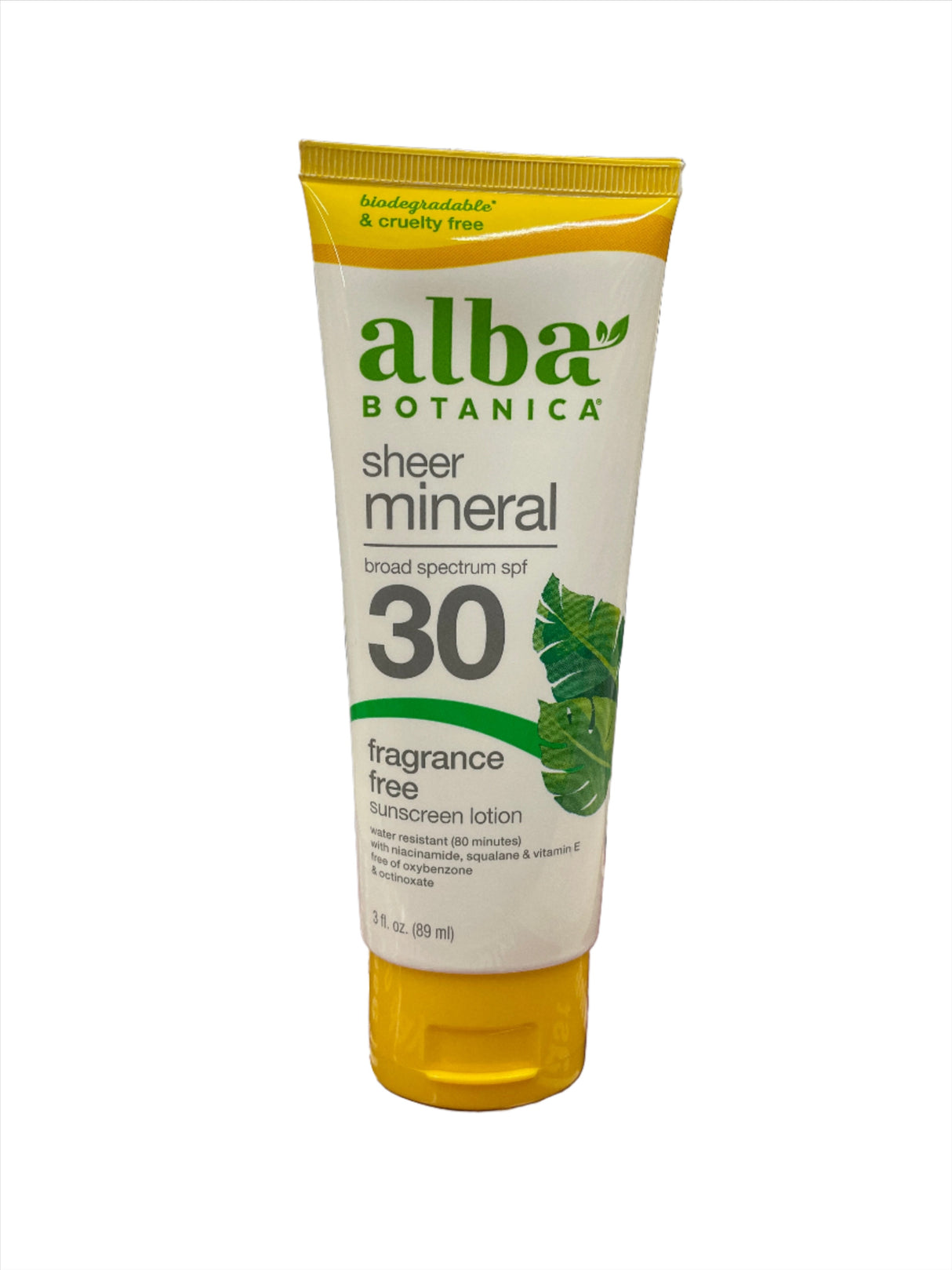 Alba Botanica Sheer Mineral Broad Spectrum SPF 30 Fragrance Fee Sunscreen Lotion