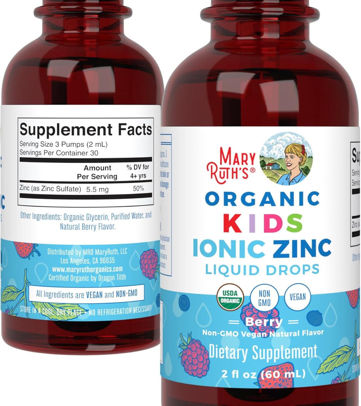 MaryRuth Organics Zinc Supplements for Immune Support, Liquid Zinc Supplement, Immune Support Supplement for Kids, Ages 4-13, Zinc Sulfate, Vegan, USDA Organic, Glycerin Based, 2 Fl Oz