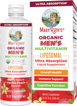 MaryRuth Organics Multivitamin for men | Sugar Free mens Multivitamin | Liquid Vitamins for men | Immune Support Supplement | Cognitive Health & Overall Wellness | Vegan | Non-GMO | 15.22 Fl Oz Vanilla Peach