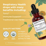 USDA Organic Respiratory Health Liquid Drops with Mullein Leaf | Marshmallow Root & Elderberry | Mullein Drops for Lungs Herbal Blend | Immune Support Supplement | Non-GMO | Vegan | 1 Fl Oz