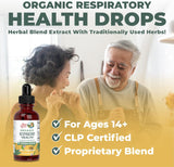 USDA Organic Respiratory Health Liquid Drops with Mullein Leaf | Marshmallow Root & Elderberry | Mullein Drops for Lungs Herbal Blend | Immune Support Supplement | Non-GMO | Vegan | 1 Fl Oz