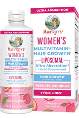 Mary Ruth’s Women's Peach - Multivitamin + Lustriva Hair Growth Liposomal | Biotin | Vitamin D| B Vitamins | Clinically Tested for Thicker Hair, Wrinkles, Fine Lines, Skin Care | Ages 18+ | Hair Vitamins | 15 Fl Oz