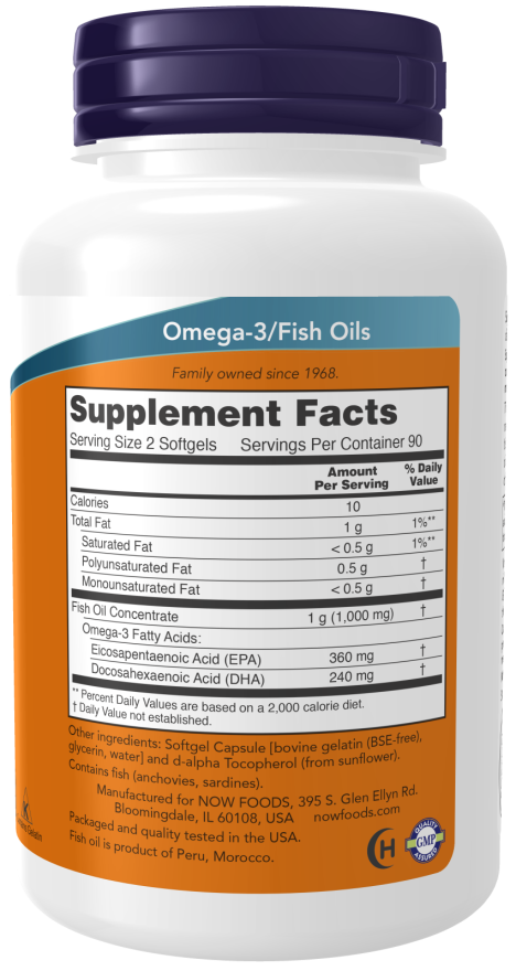 Now OMEGA-3 MINI GELS 500 MG 180 SGELS