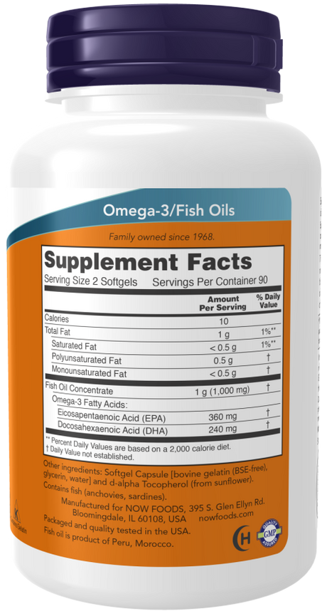 Now OMEGA-3 MINI GELS 500 MG 180 SGELS