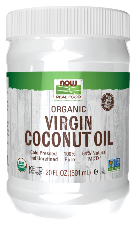 Now ORGANIC COCONUT OIL VIRGIN 20 OZ