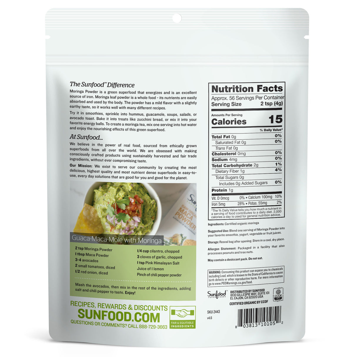 Sunfood Moringa Powder 8oz