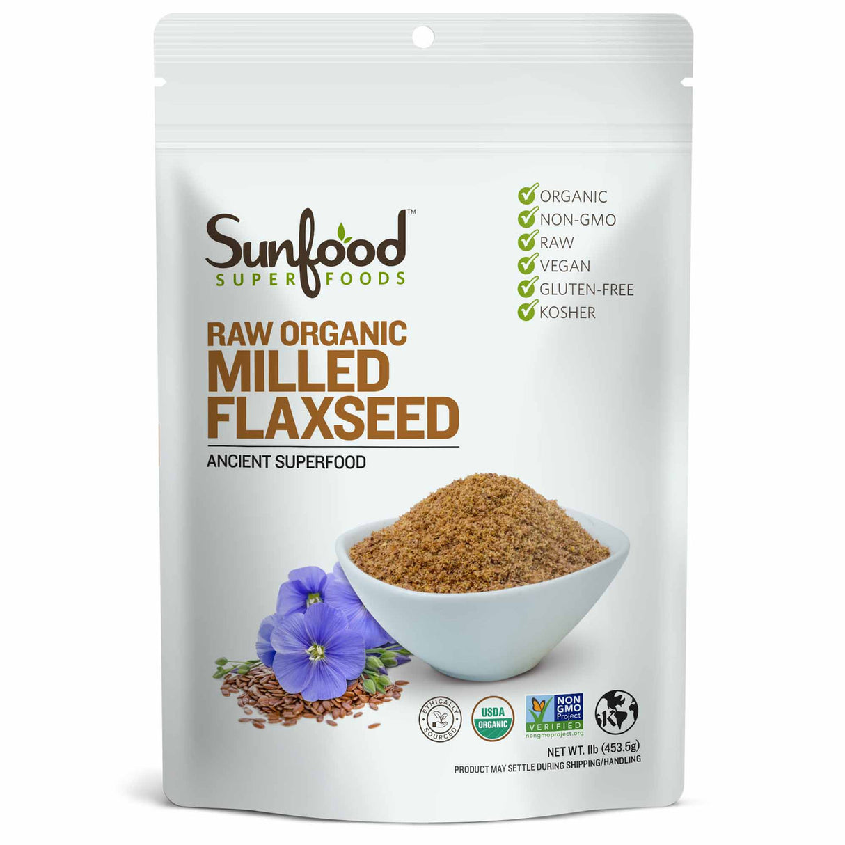 Sunfood Flax Seeds, Milled 1lb