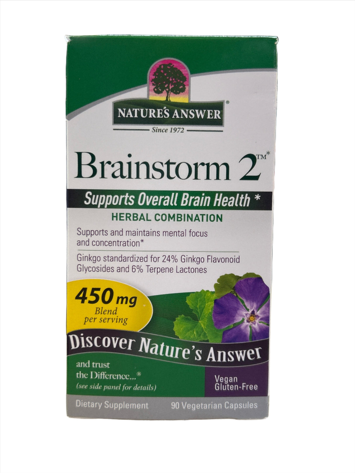 Brainstorm 2 Herbal Combination 450 mg 90 Vegetarian Capsules