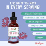 MaryRuth Organics Irish Sea Moss Liquid Drops | Sugar Free | SeaMoss for Gut Health and Immune Support | Formulated for Adults & Kids Ages 14+ | Unflavored | Vegan | USDA Organic| Non-GMO | 1 Fl Oz |