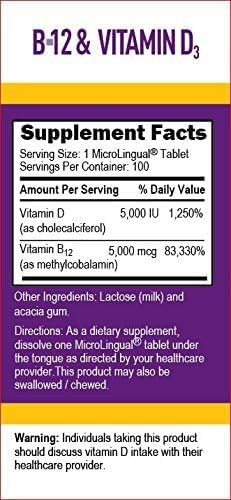 Methylcobalamin B-12 5,000 mcg & Vitamin D3 5,000 iu