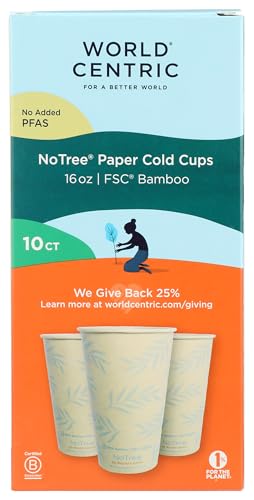 WORLD CENTRIC Paper Cold Cup, 16 oz pack of 10