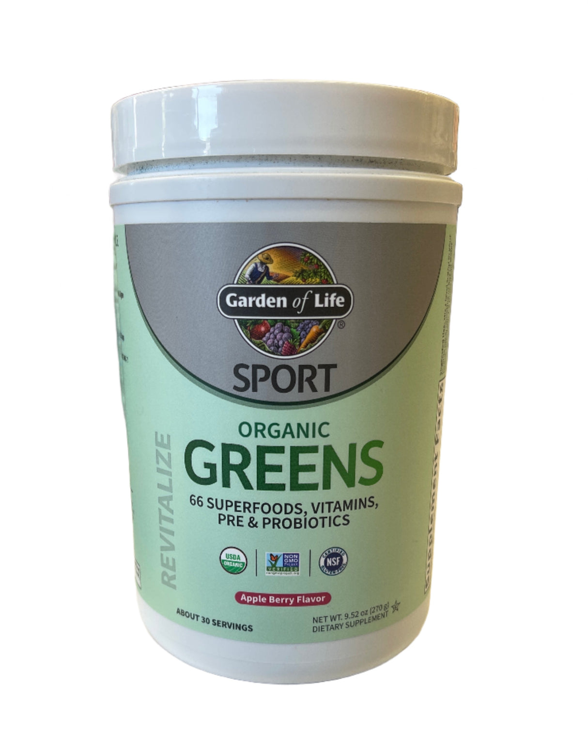 Garden of Life Sport Organic Greens Apple Berry 270g - POWDER