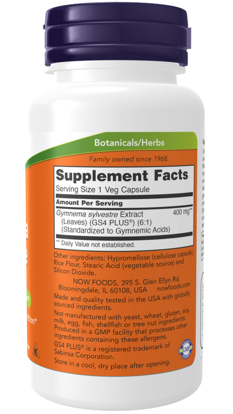 Now GYMNEMA SYLVESTRE 400mg  90 VCAPS