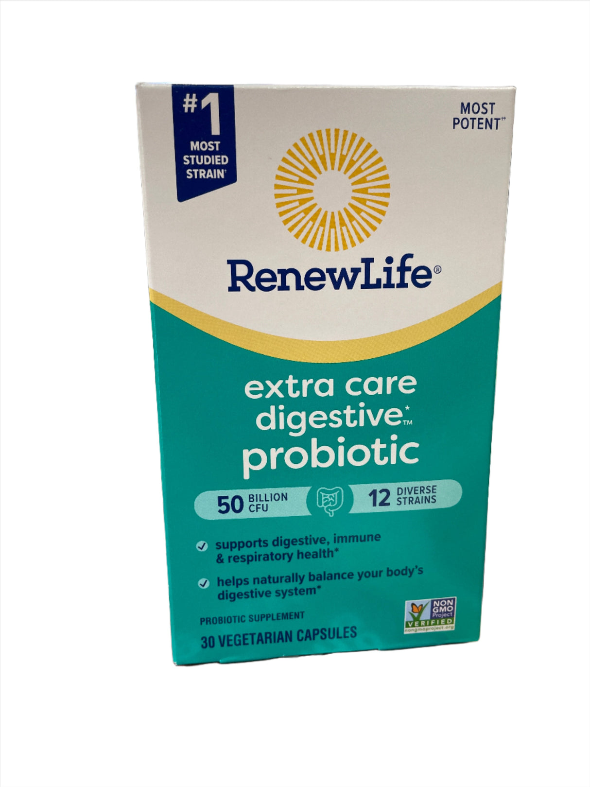 Renew Life Extra Care Digestive Probiotic 50 billion CFU 12 Diverse Strains 30 capsules