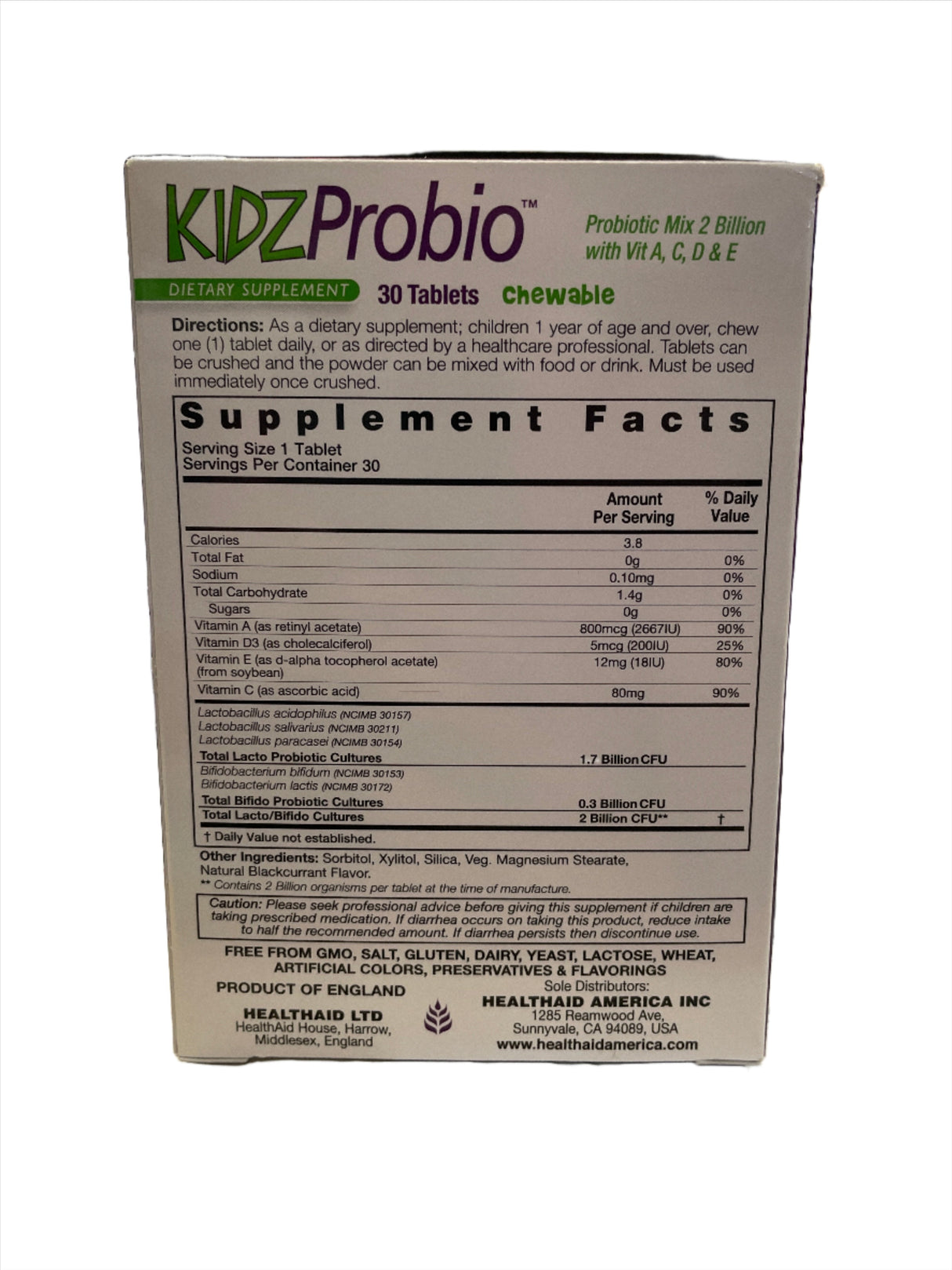 HealthAid KIDZProbio Chewable with Vit A, C, D + E 30 tablets