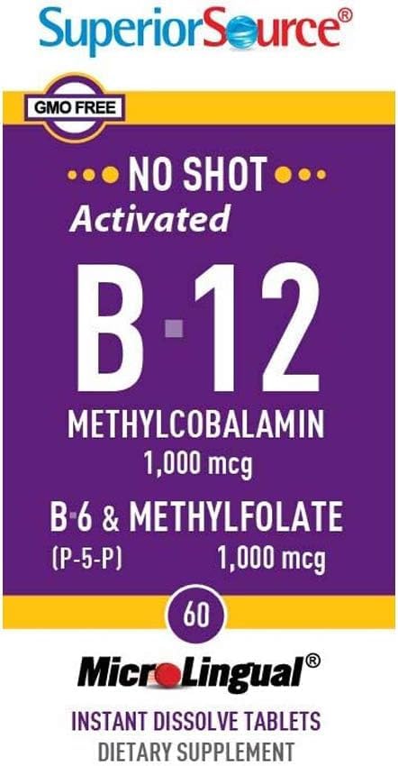 Activated B-12 Methylcoblamin 1,000 mcg B-6  & Methylfolate 1,000 mcg