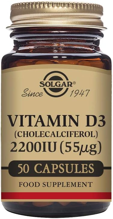 Solgar Vitamin D3 (Cholecalciferol) 55 mcg (2200 IU) Vegetable Capsules 50V cap