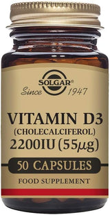 Solgar Vitamin D3 (Cholecalciferol) 55 mcg (2200 IU) Vegetable Capsules 50V cap