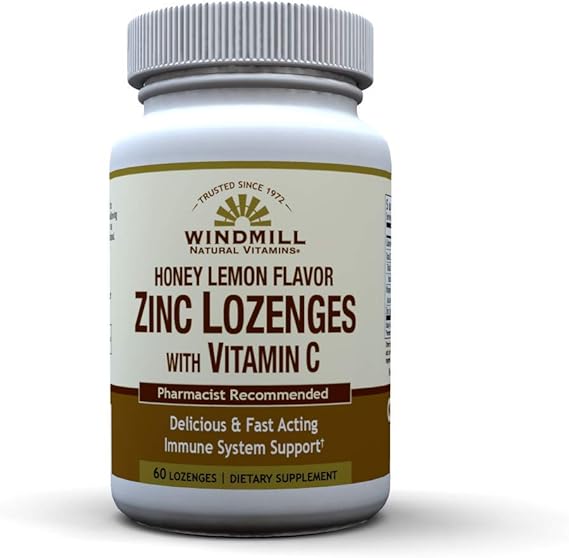 WINDMILL HEALTH ZINC LOZENGES W/ VITAMIN C HONEY LEMON 60CT