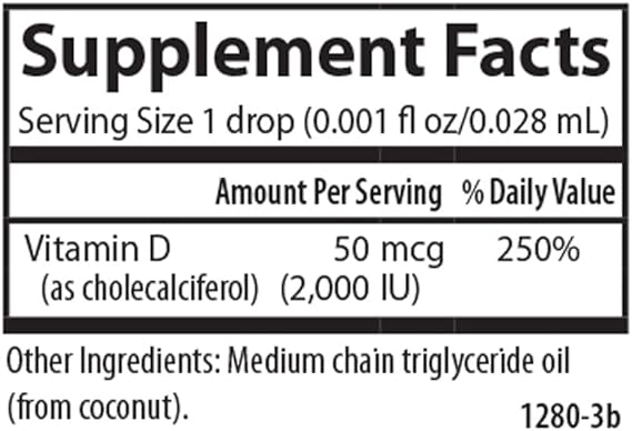 Liquid Vitamin D Super Daily D3 2,000 IU (50 mcg) Per Drop