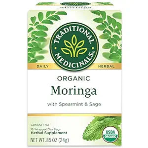 TRADITIONAL MEDICINALS TEAS Organic Tea Moringa with Spearmint and Sage 16 BAG