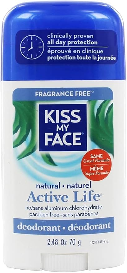 Kiss My Face Natural Active Life Aluminum Free Deodorant Stick, Fragrance Free 2.48 oz