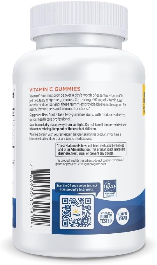 Vitamin C Gummies 250 mg Tart Tangerine Flavor