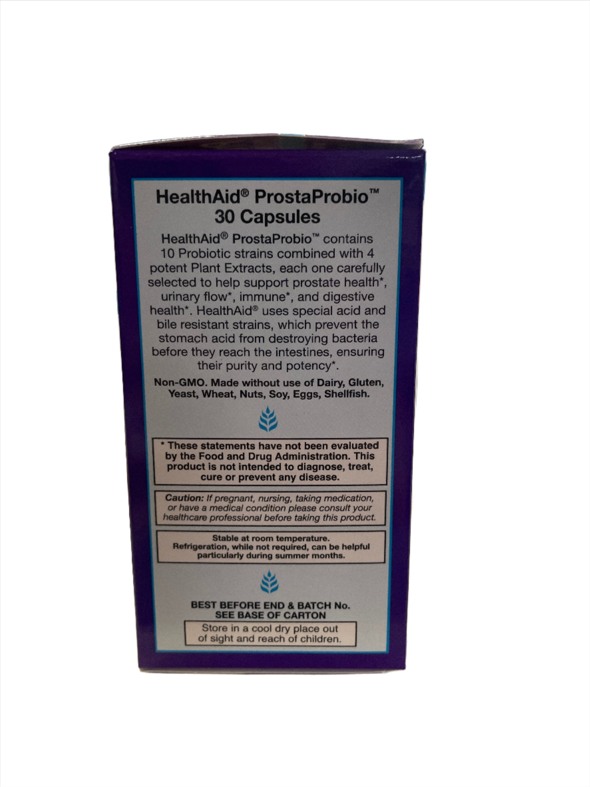 HealthAid Men's ProstaProbio Probiotic Daily Supplement 10 Selected Strains with Pumpkin Seed, Saw Palmetto & Cranberry