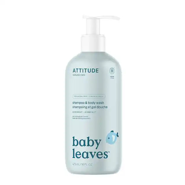 ATTITUDE BABY LEAVES 2-IN-1 SHAMPOO & BODY WASH GOOD NIGHT 16 OZ