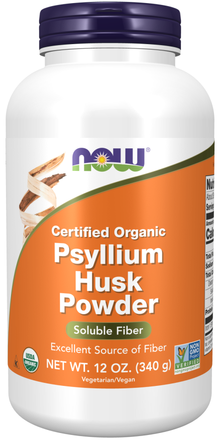 Now ORGANIC PSYLLIUM  POWDER  12 OZ