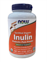 Now Inulin Certified Organic Prebiotic Pure Powder 8 oz