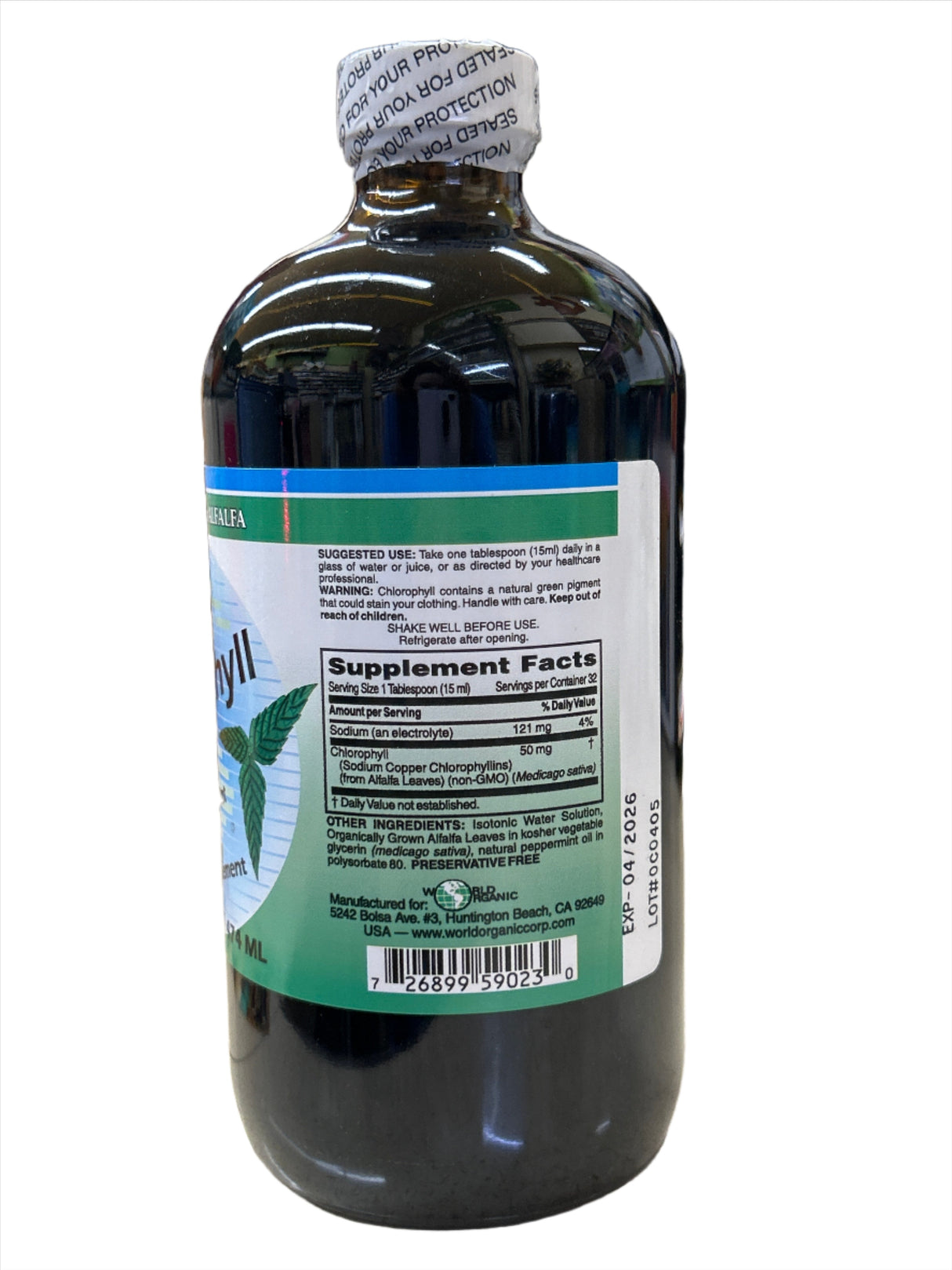 Liquid Chlorophyll 50 mg Natural Mint Flavor 16 fl oz