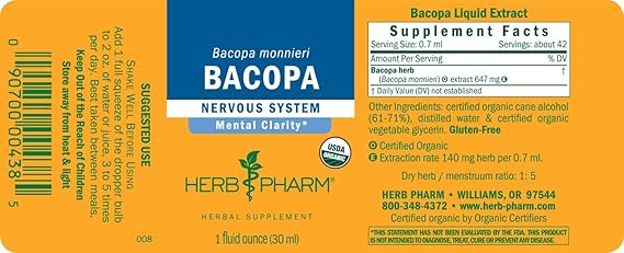 Herb Pharm BACOPA EXTRACT 1 oz