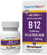 Superior Source Methycobalamin B-12 10,000 B-6 & Folic Acid 1,200 mcg