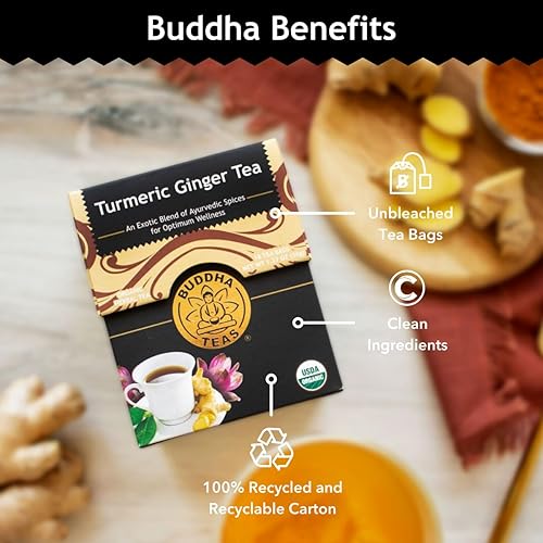 BUDDHA TEAS Organic Turmeric Ginger Tea 18 BAG