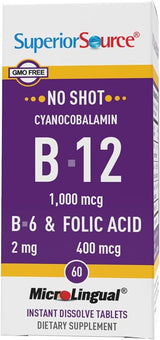 Superior Source No Shot Cynocobalamin B-12 1,000 mcg B-6 & Folic Acid 400 mcg