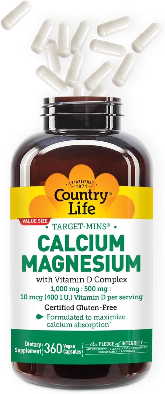 Country Life CALCIUM/MAGNESIUM + VITAMIN D 360 Vegicaps