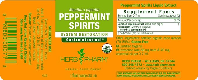 Herb Pharm PEPPERMINT SPIRITS 1 oz