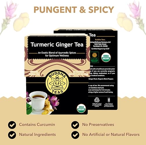 BUDDHA TEAS Organic Turmeric Ginger Tea 18 BAG