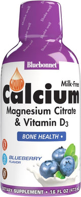 Bluebonnet Liquid Calcium Magnesium Citrate & Vitamin D Raspberry Flavor Milk Free 16 fl oz