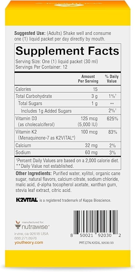 YOUTHEORY K2/D3 LIQUID 12PK