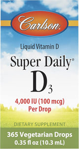 Liquid Vitamin D Super Daily D3 4,000 IU (100 mcg) Per Drop