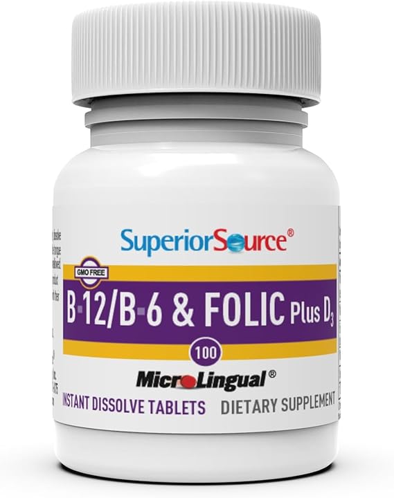 B-12 1,000 mcg B-6 2 mg & Folic Acid 600 mcg Plus D3 25 mcg