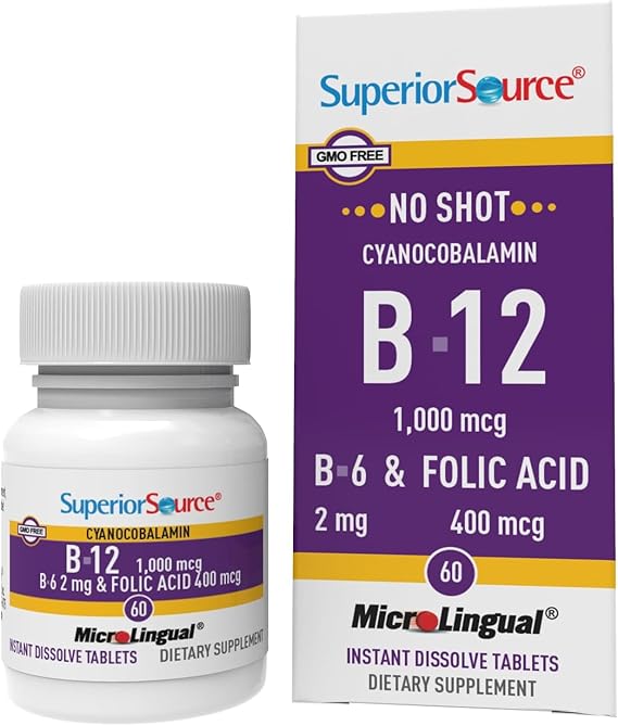 Superior Source No Shot Cynocobalamin B-12 1,000 mcg B-6 & Folic Acid 400 mcg