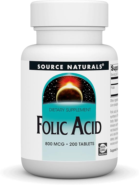 SOURCE NATURALS FOLIC ACID 800MCG 200 TABLETS