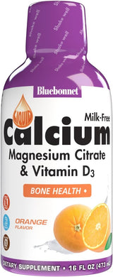 Bluebonnet Liquid Calcium Magnesium Citrate & Vitamin D Orange Flavor Milk Free 16 fl oz