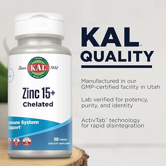 Kal Zinc 15+ Chelated 100CT  Tablet