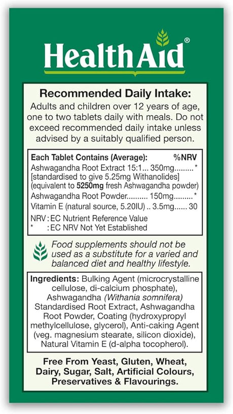 Ashwagandha Root Extract 350 mg 60 Vegan Tablets